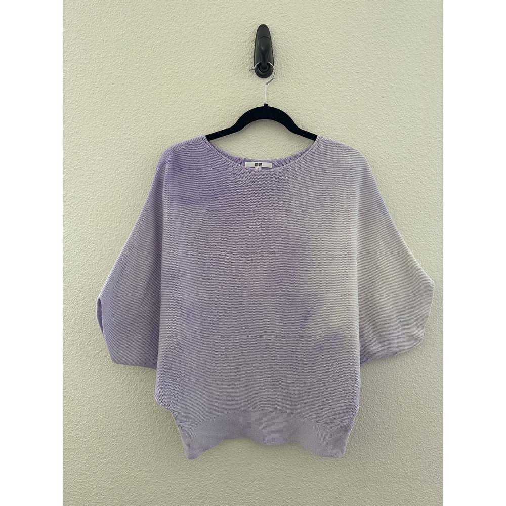 Uniqlo 3D Knit Lavender Purple Cotton Dolman 3/4 Sleeve Sweater Minimalist S